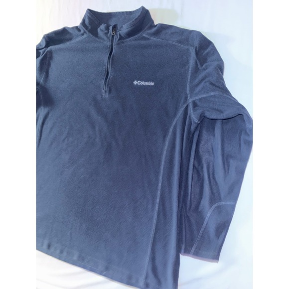 Columbia Woman XL Navy Blue Fleece Quarter Zip Pullover Sweater Mock Neck Jacket - Picture 3 of 5